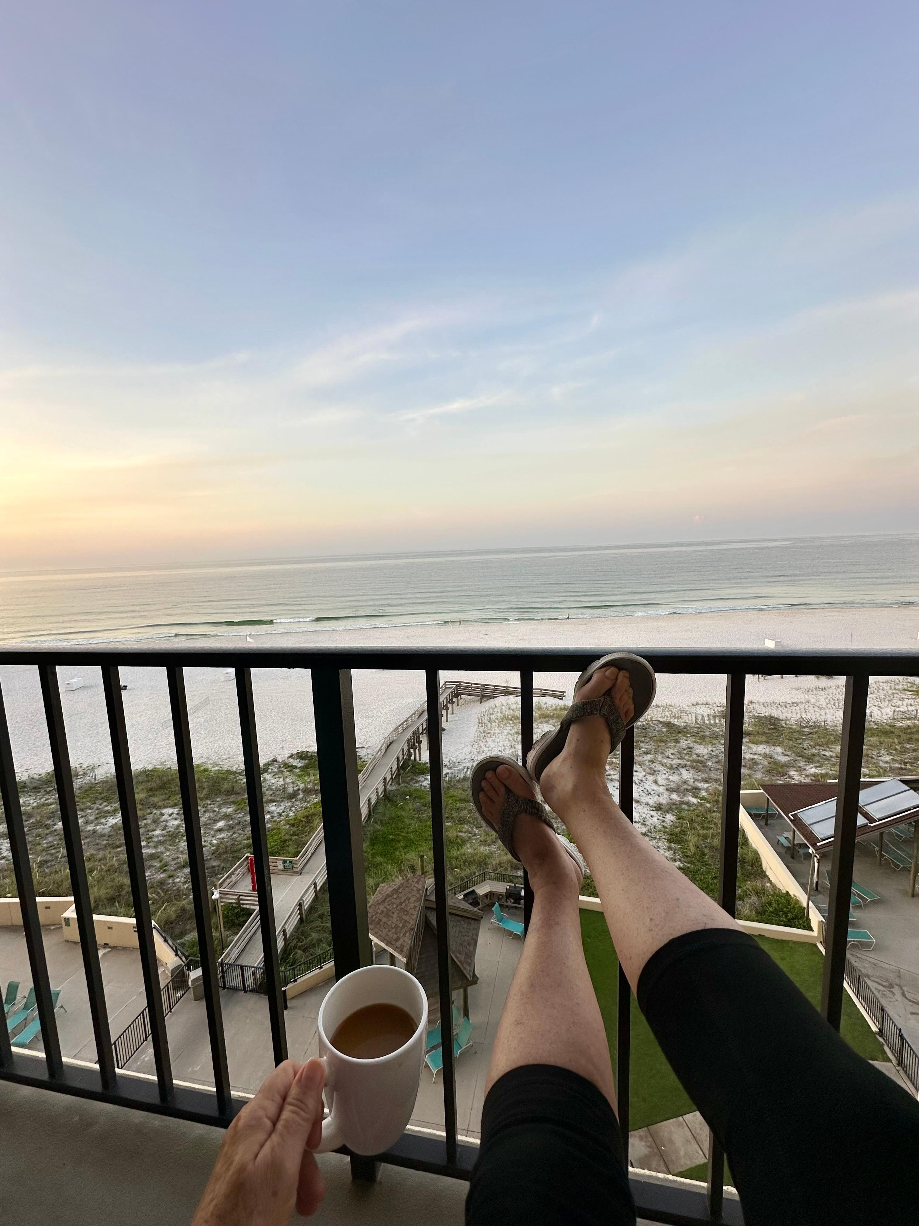 Last cup of coffee on the balcony before heading home.