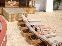 Sun tanning at the pool