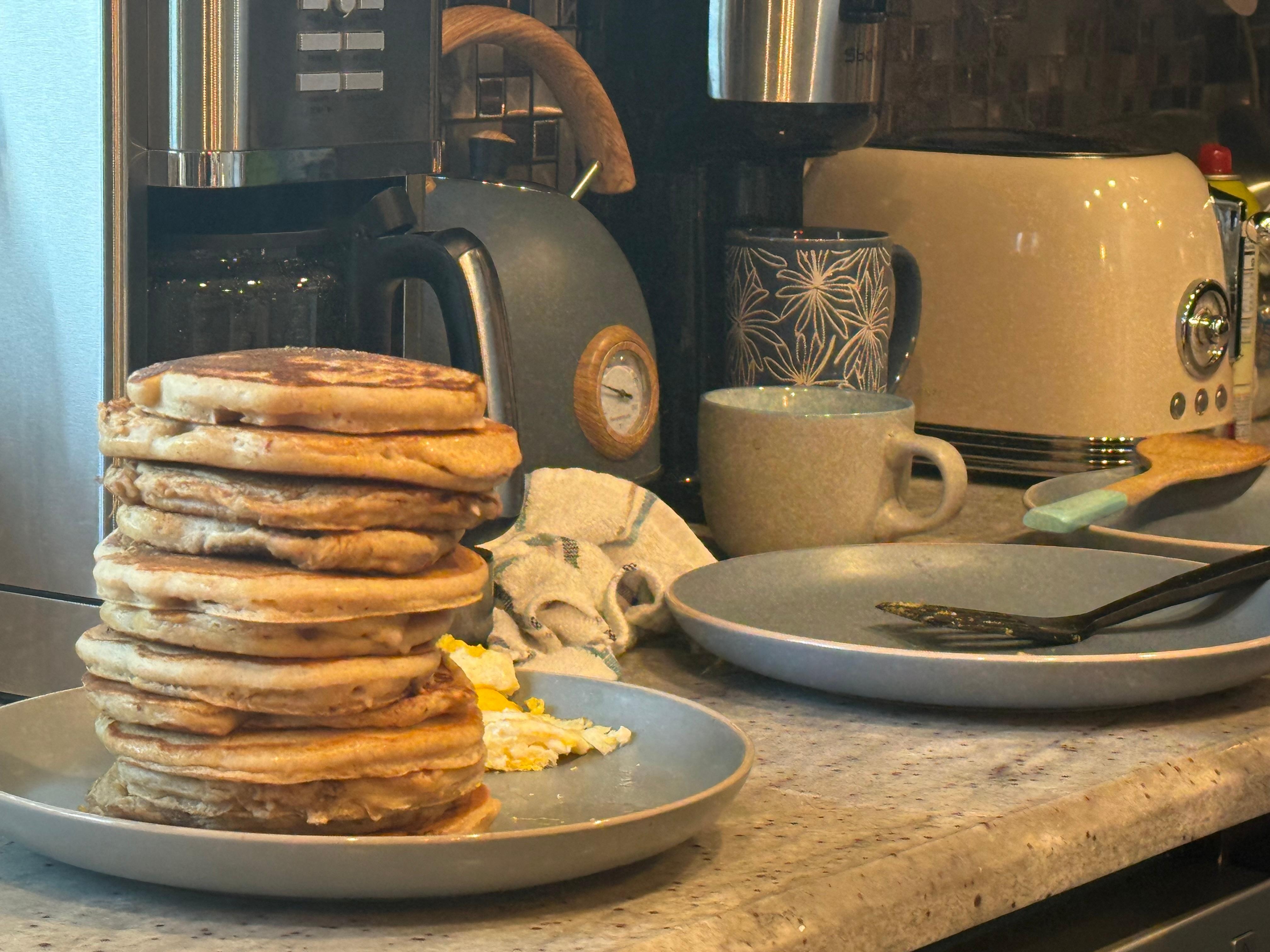 Stack of pancakes on our first morning. The kitchen was fully stocked with everything that we needed! 