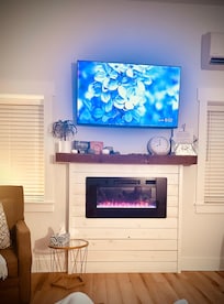 Cozy living room is perfect for a quiet relaxing night.