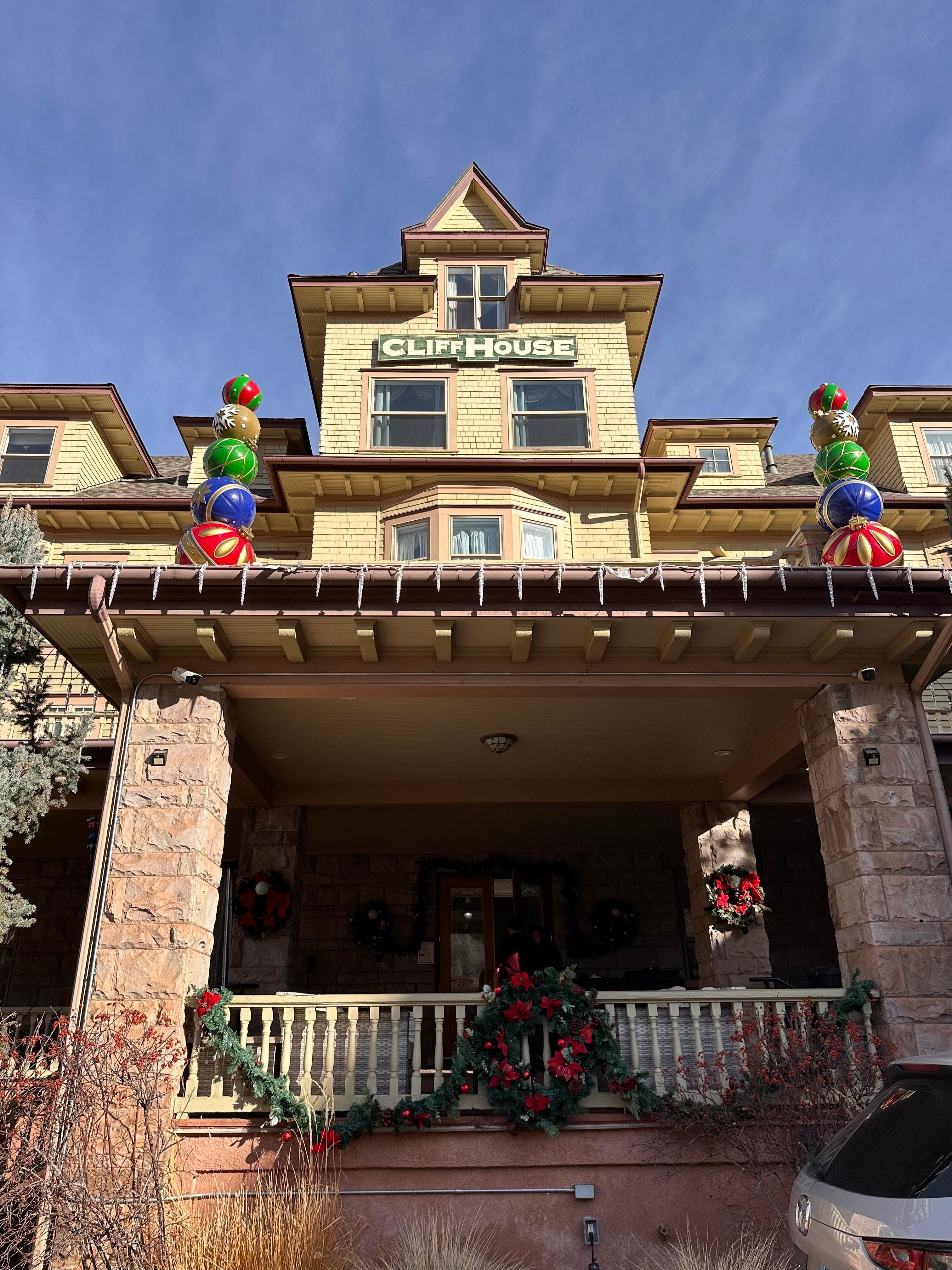 Looking up at our room from the front of the hotel