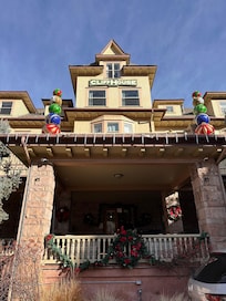 Looking up at our room from the front of the hotel