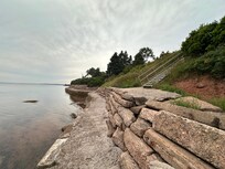 The stairs didn't go all the way to the beach, but we were able to climb down to explore during low tide.