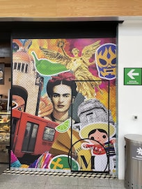 At the airport, kind of a nice collage of our trip!