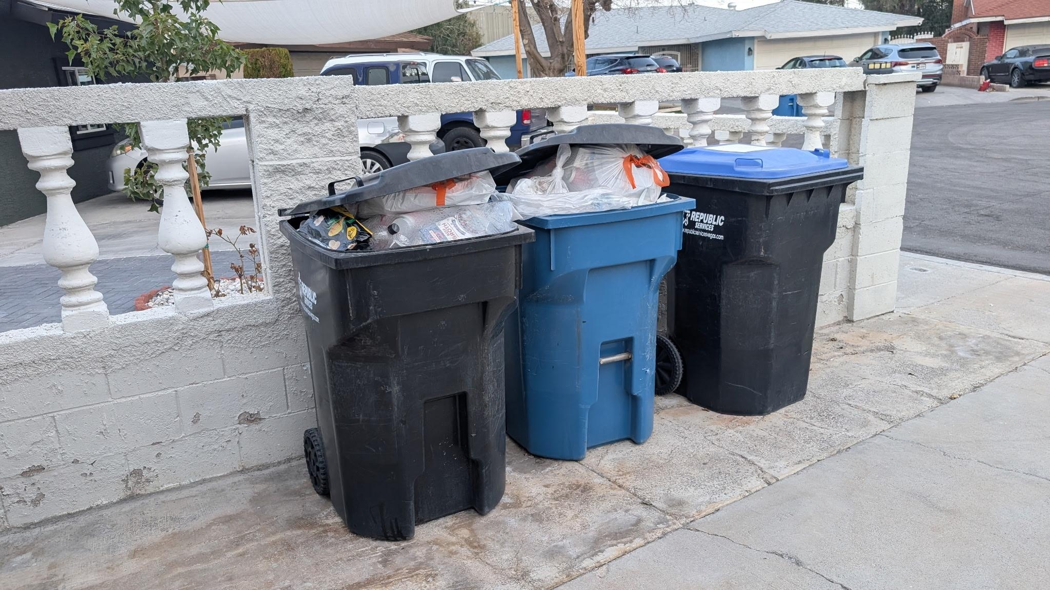 Trash cans full Thursday - Sunday