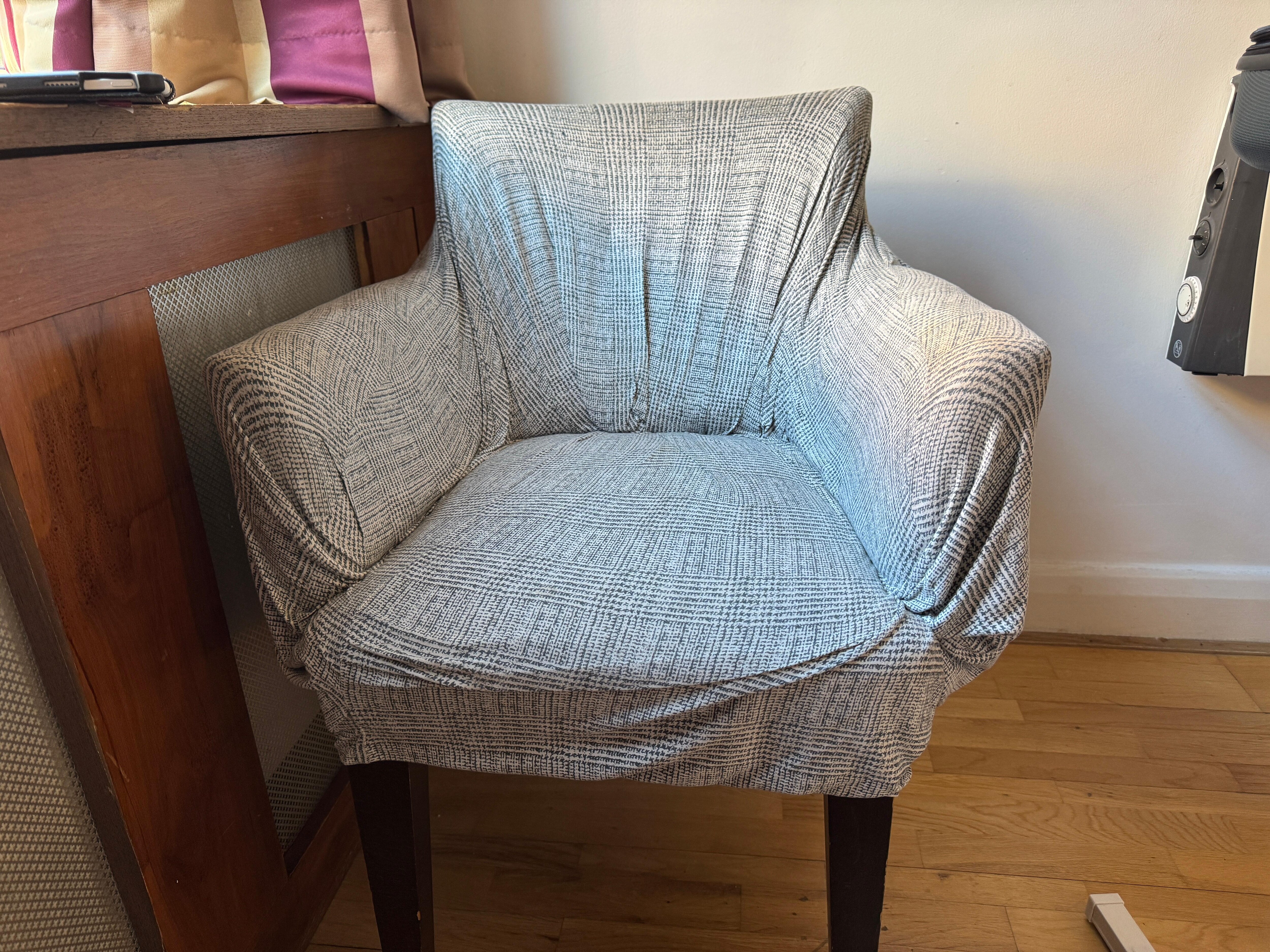 Dirty old chair with a “slip cover” that was also dirty