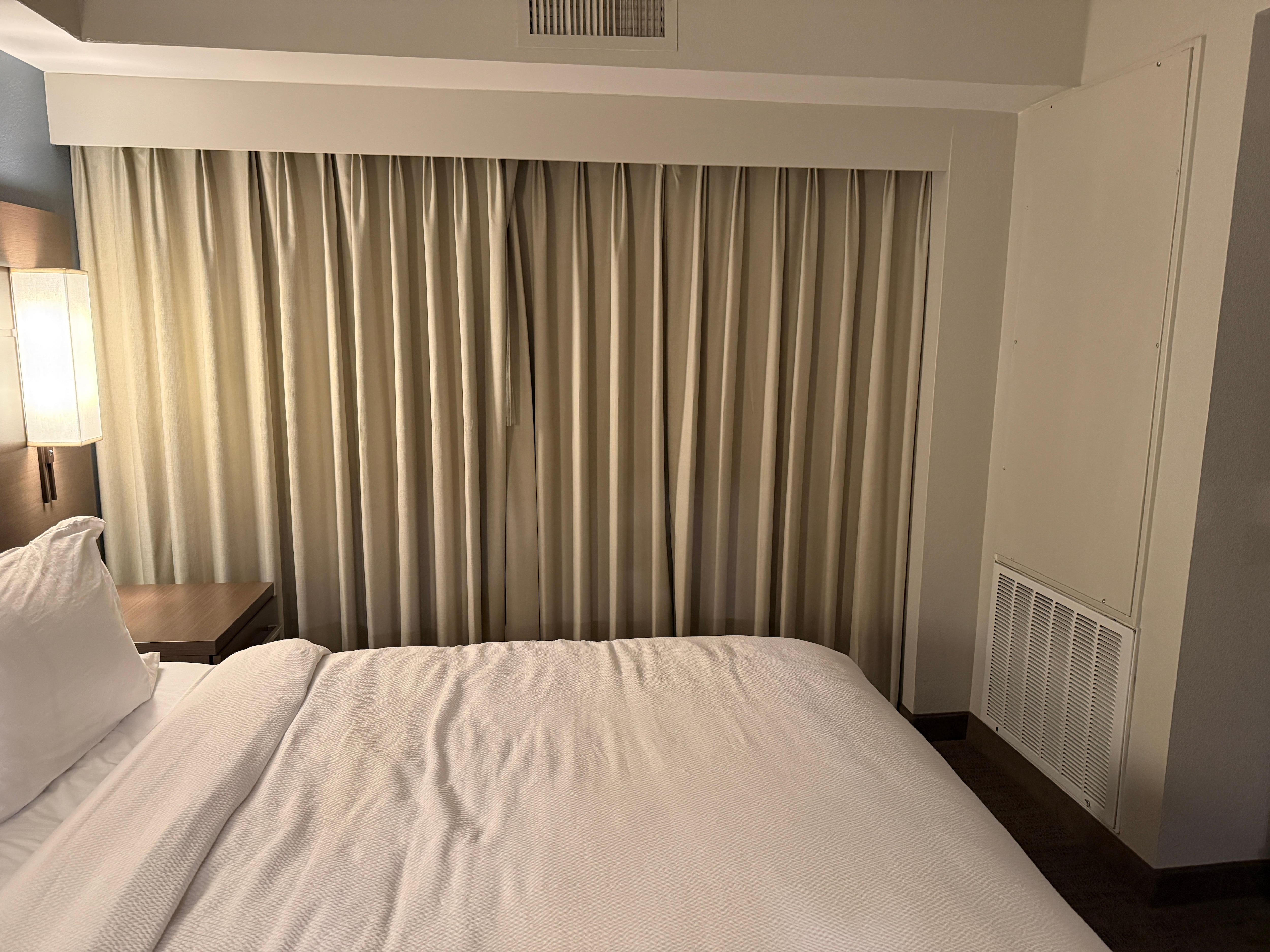 Loud AC at foot of bed. I was told every room is like this.