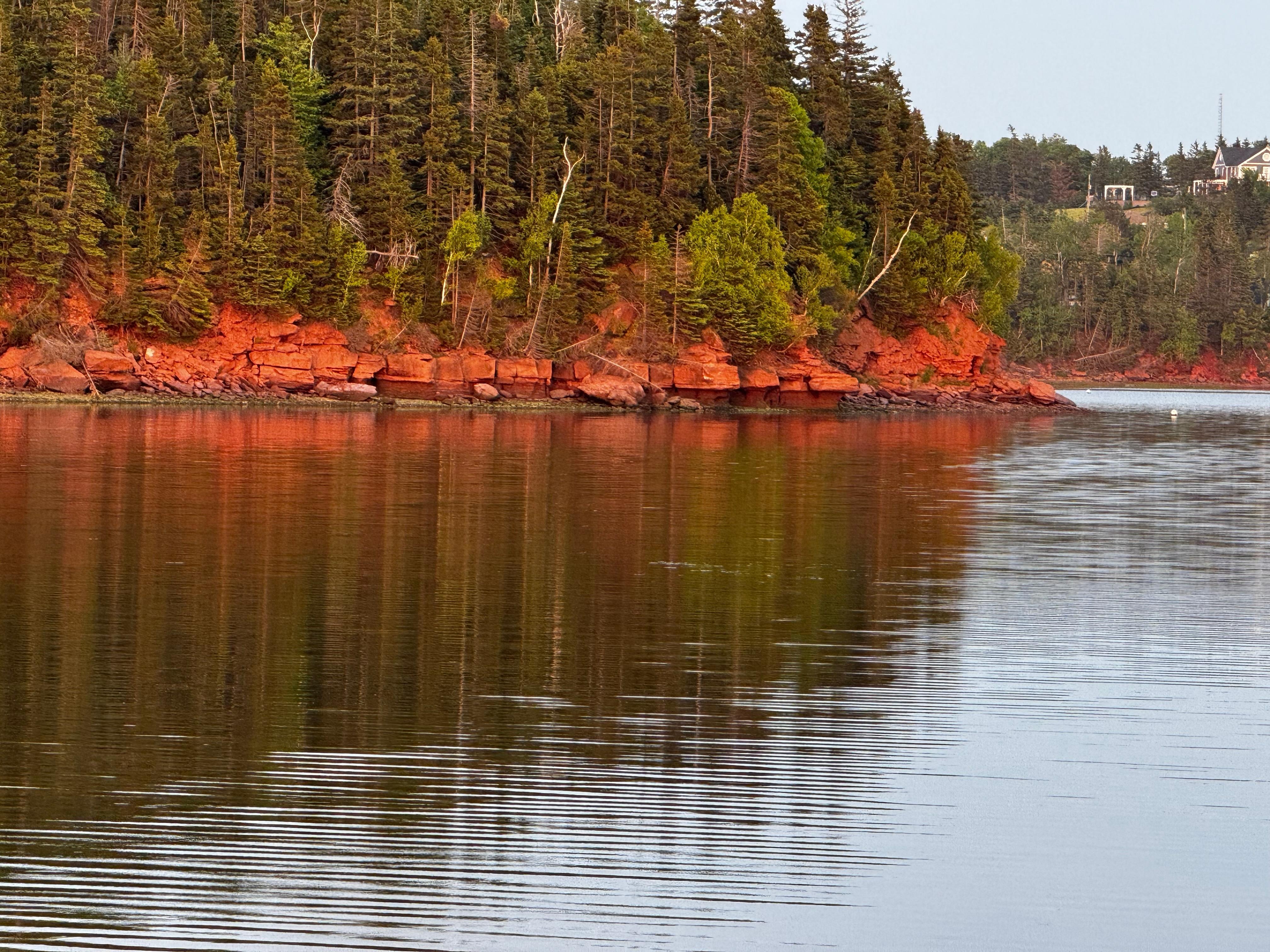 Red cliffs at sunset from the property.