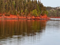 Red cliffs at sunset from the property.