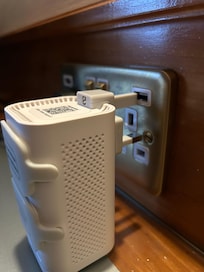 The electrical outlets on the desk were too low to the counter - our converter plug would not align and plug in