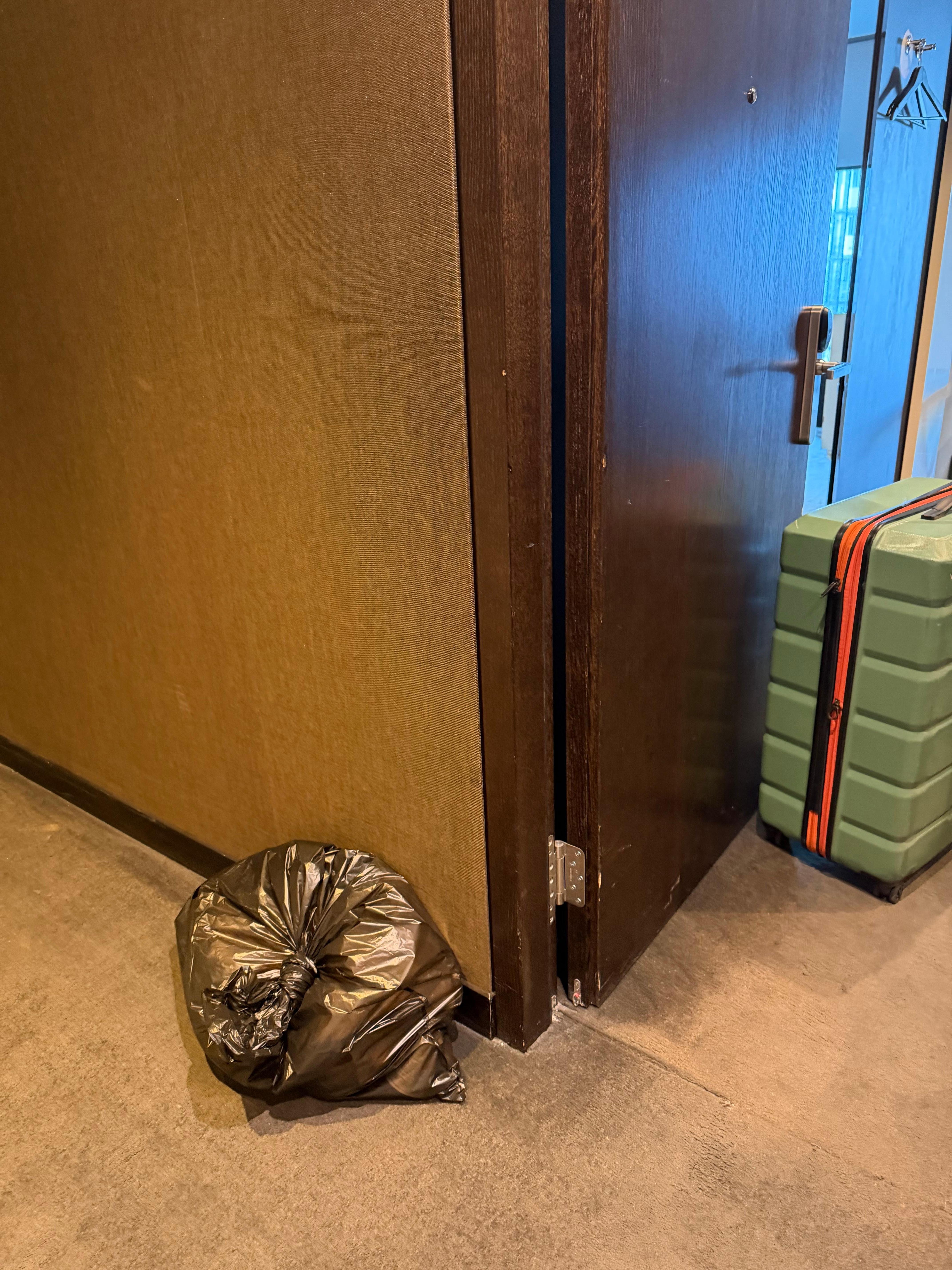 Housekeeping did not clean my room despite my request. I was given a trash bag and asked to manage my own waste. I placed the trash outside the room the night before check-out, as instructed, but it remained there the following morning.