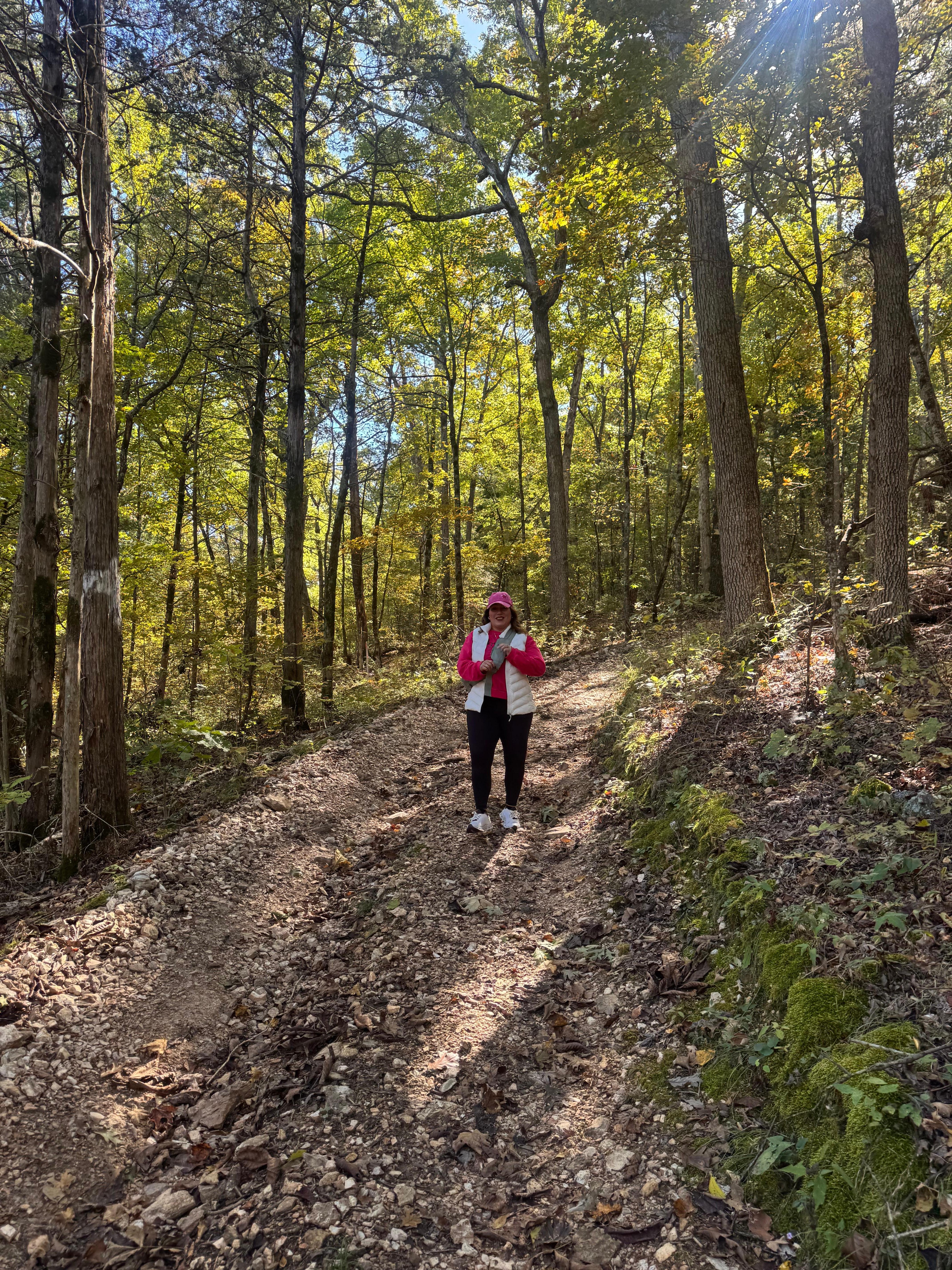 Hiking one of the trails.