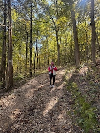 Hiking one of the trails.