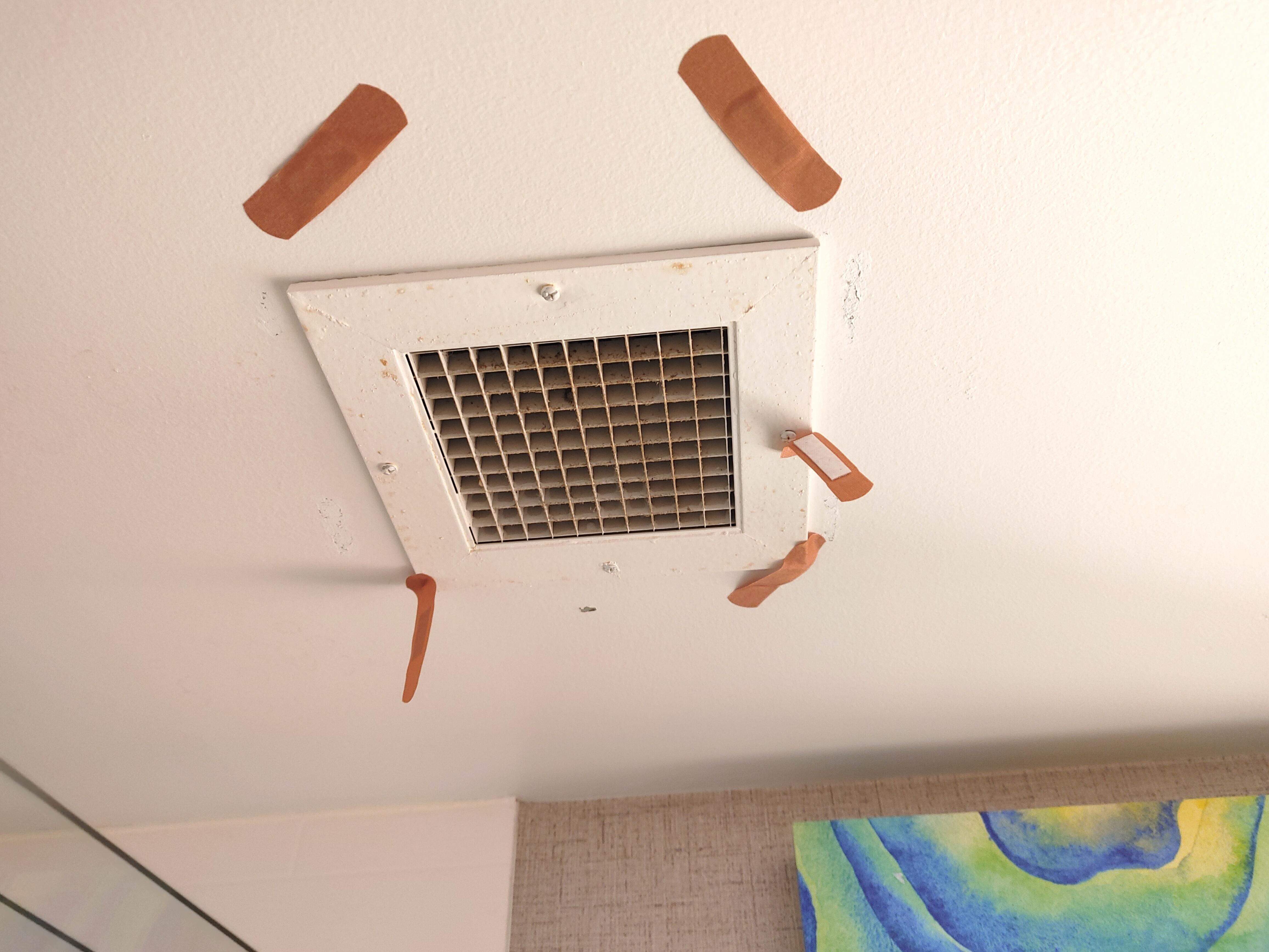 This is the nonworking ventilation fan on the bathroom