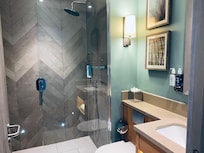 Modern bathroom with nice toiletries.