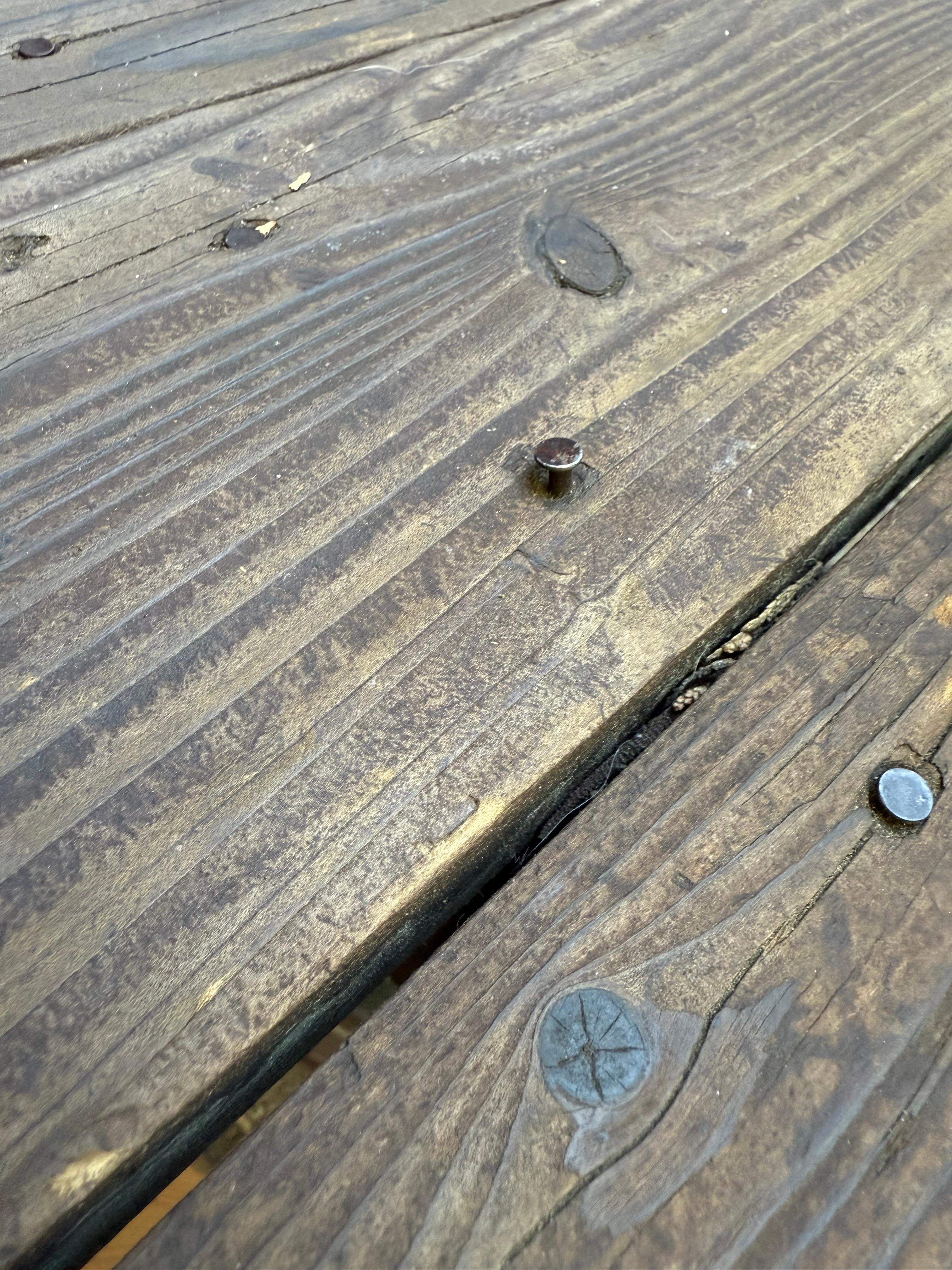Sticking up nails on porch