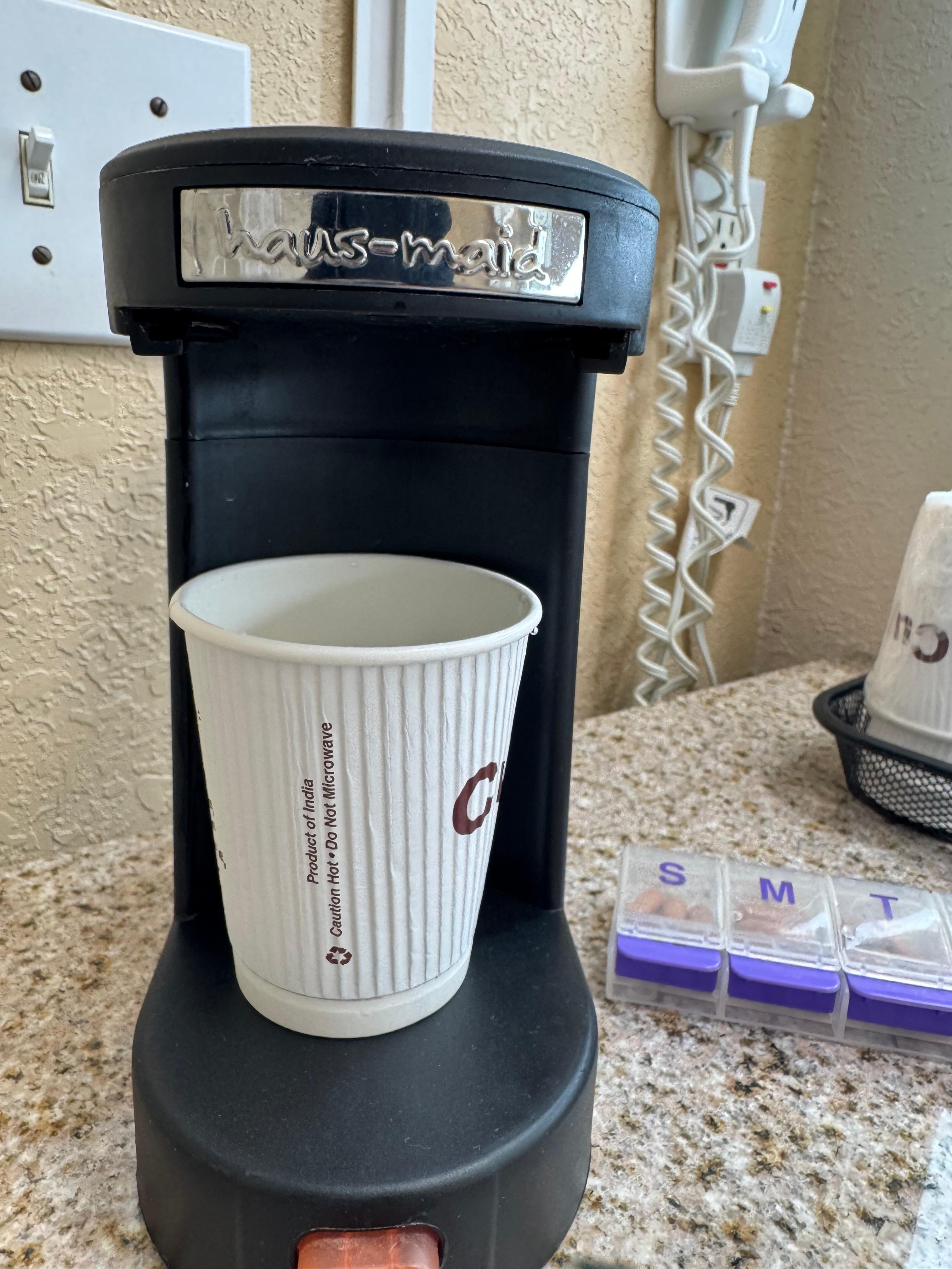 Room coffee maker was missing a part