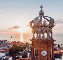 Iconic Bell Tower Crown Church of Lady Guadalupe