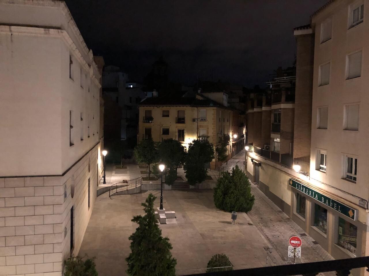 The square across the street in the evening.