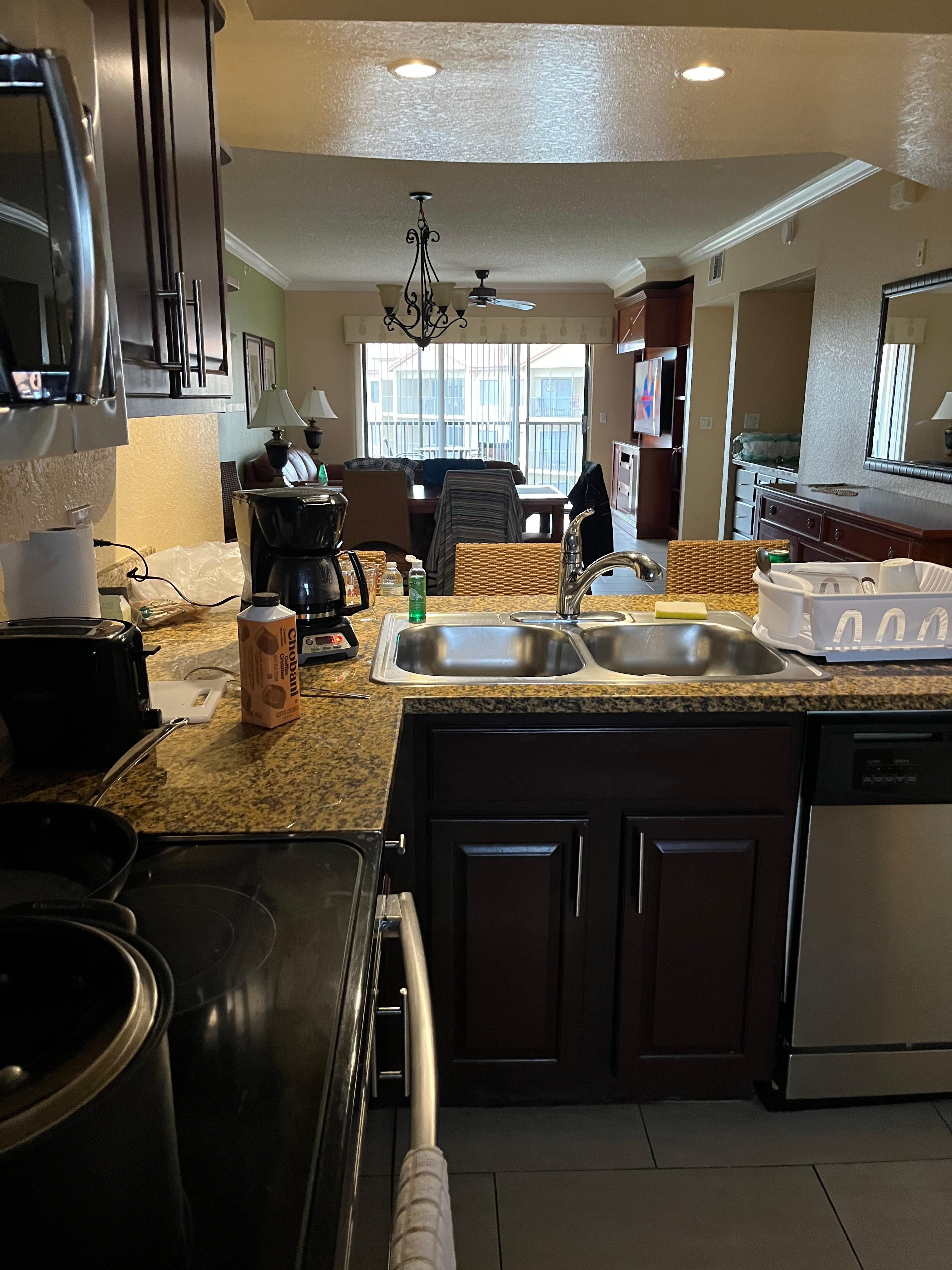 Kitchen looking out to balcony