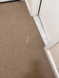 Floor next to bathroom when first walk in (manager cleaned it later)