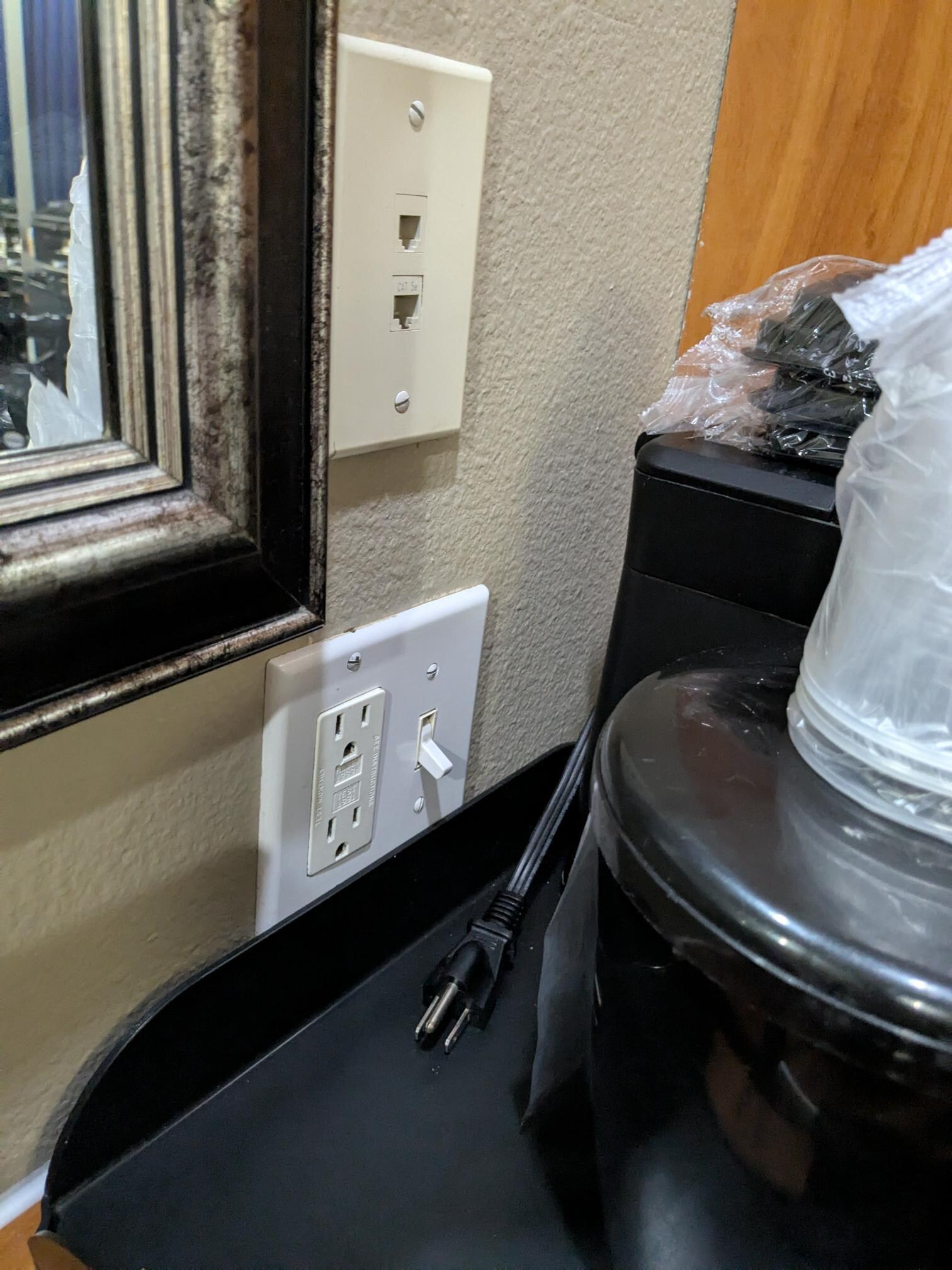 Only other outlet in room- shared with coffee pot