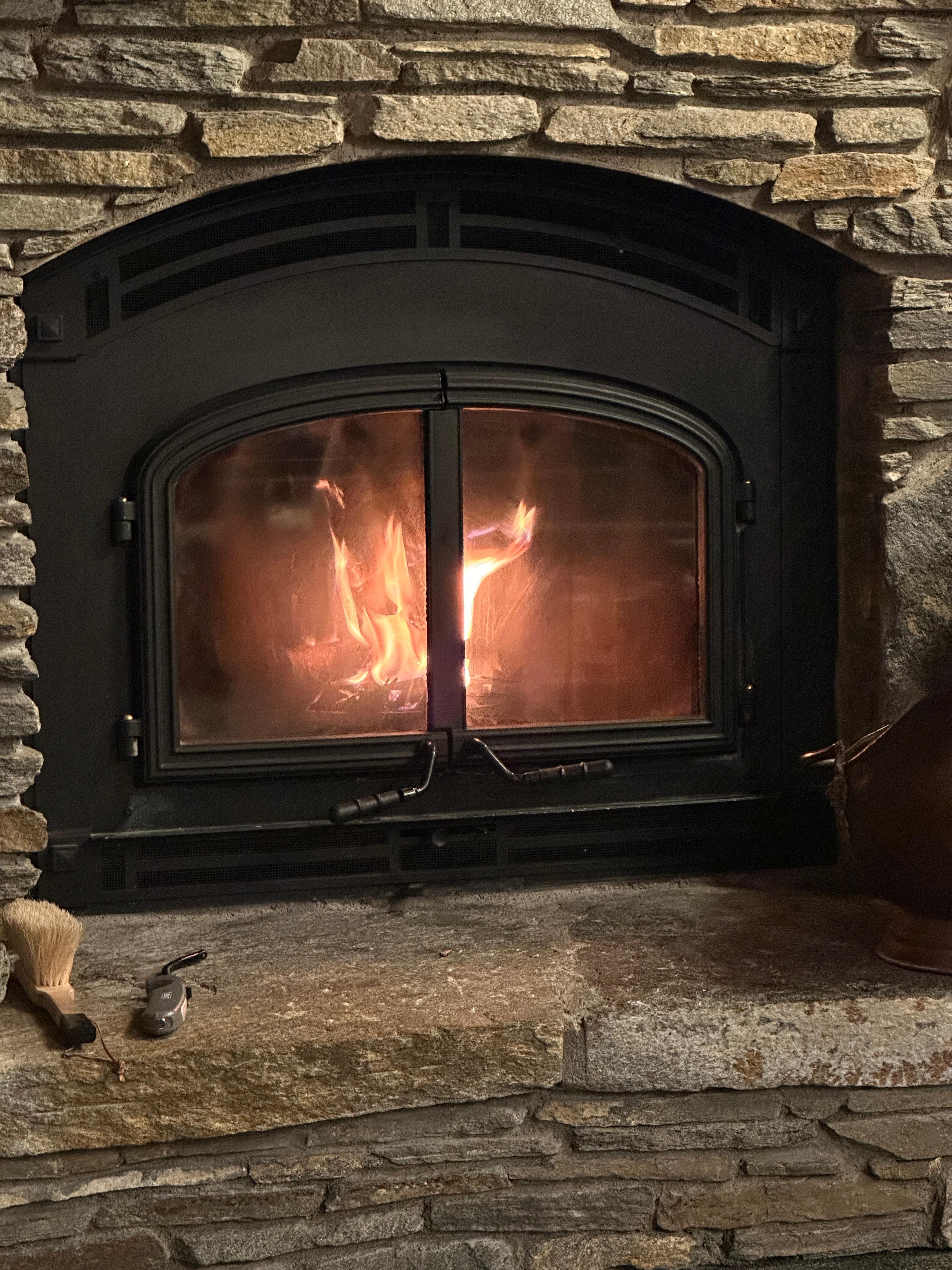 Beautiful fire in the woodburning fireplace!