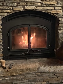Beautiful fire in the woodburning fireplace!