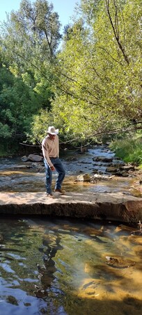 Crossing river in Deadwood
