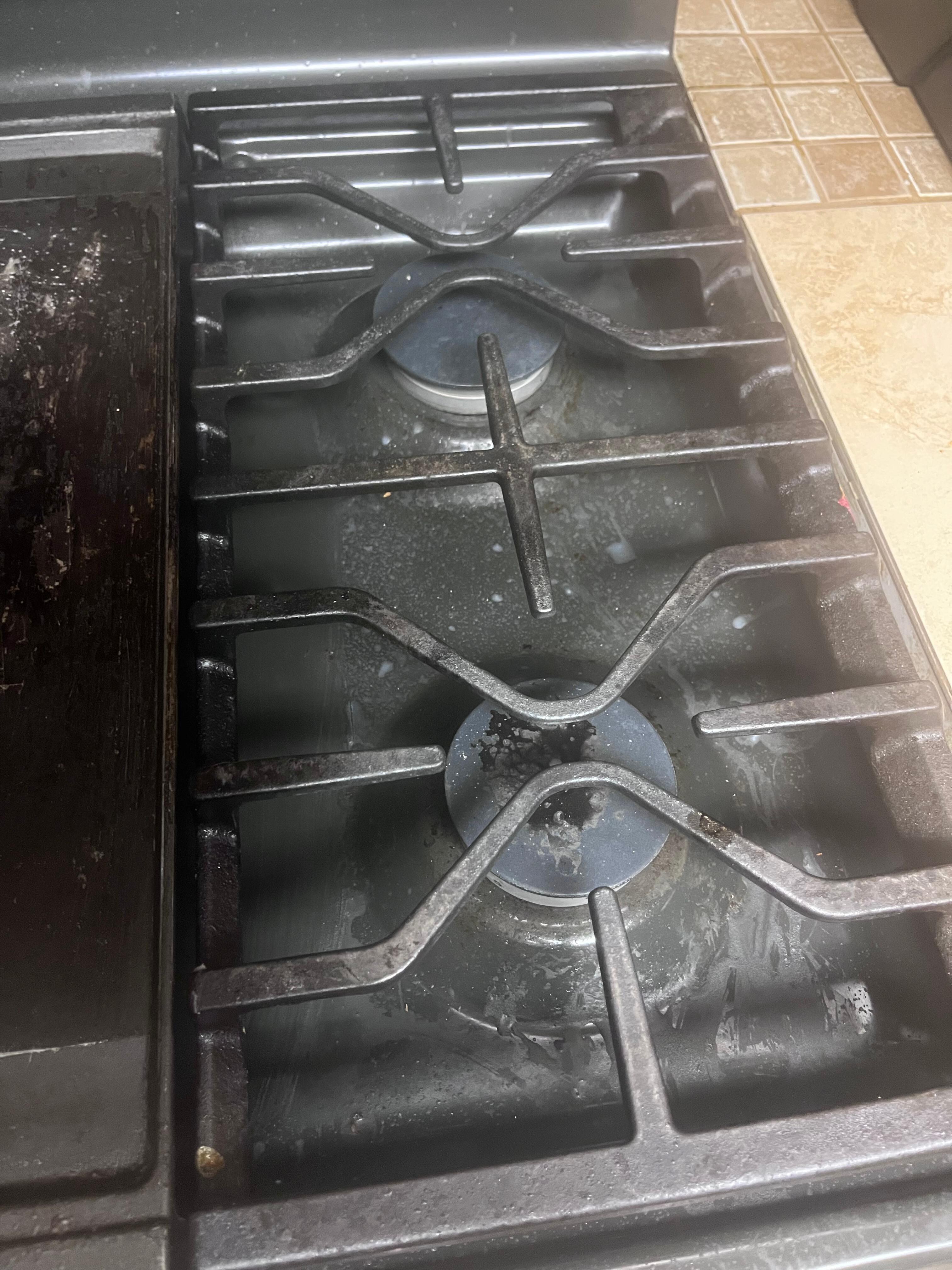 Bacon grease all over the stove.