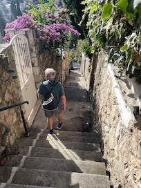 Stairs to shops and restaurants. Over 300 stairs.