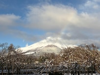 前日は大雪で何処に富士山があるか分かりませんでしたが、大雪翌日は目の前にドーン!虹も出てました。