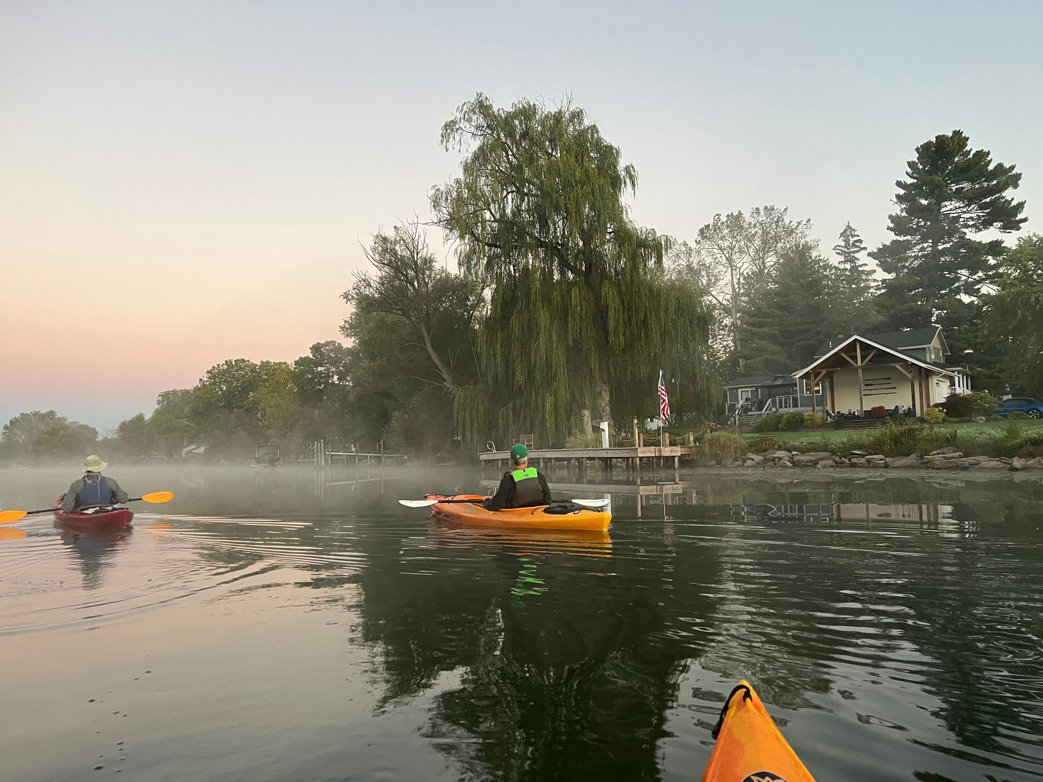Kayaking by the house in the early morning