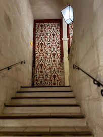 One half flight to our room.