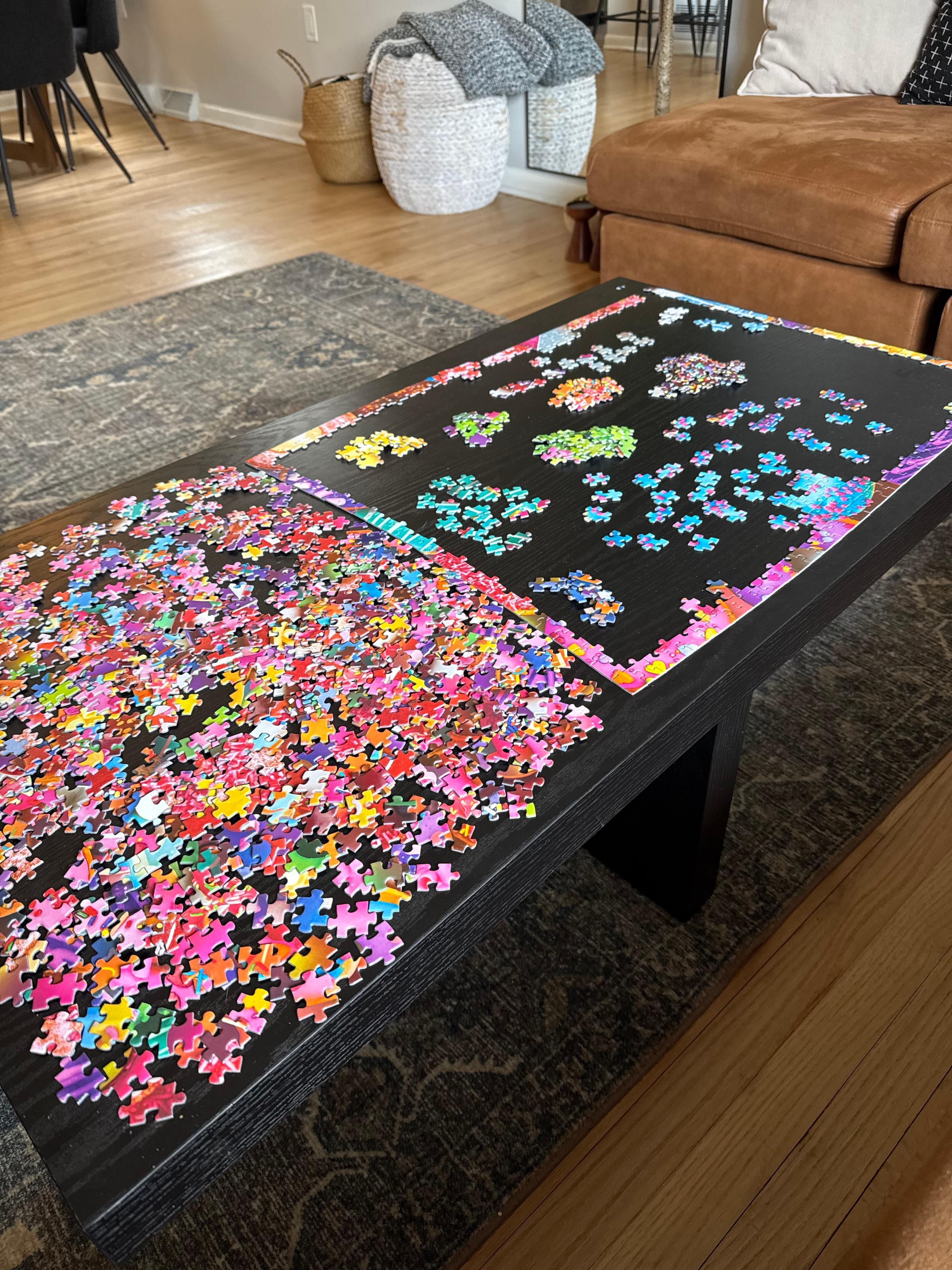 Coffee table was a perfect spot for our puzzle! 