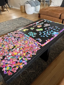Coffee table was a perfect spot for our puzzle!