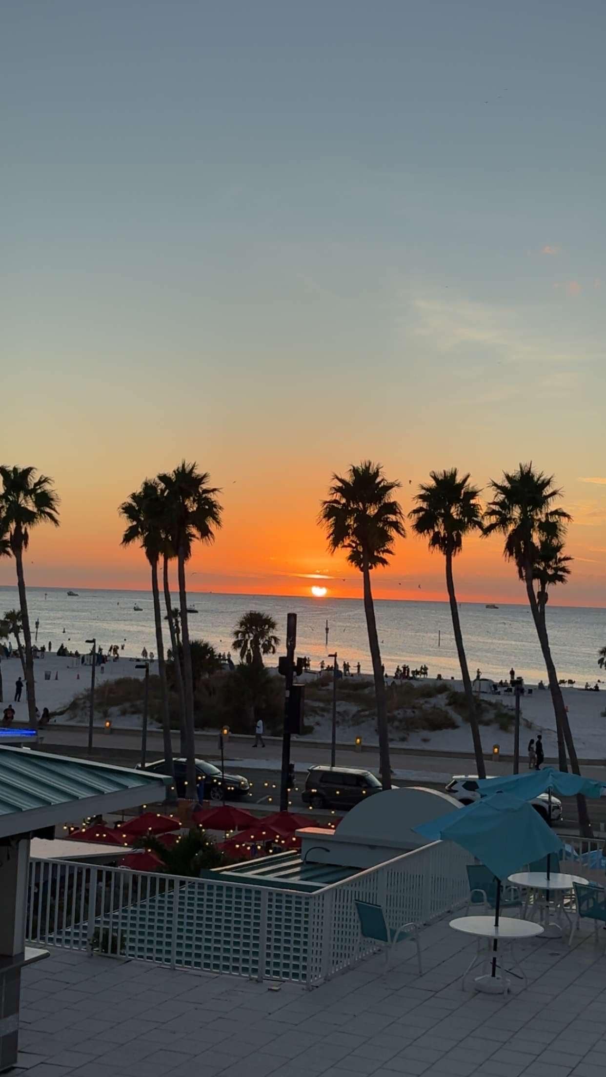View of sunset from balcony