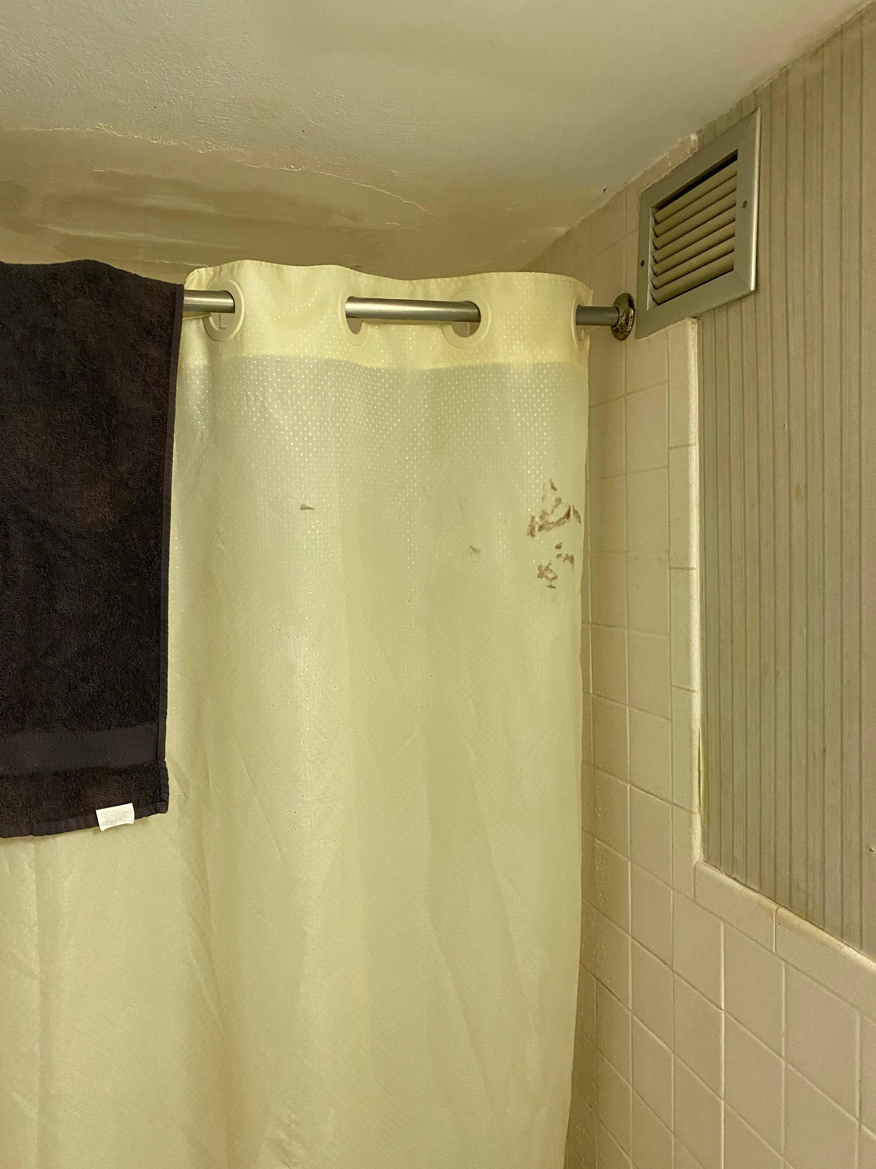 Dirty stsined curtain