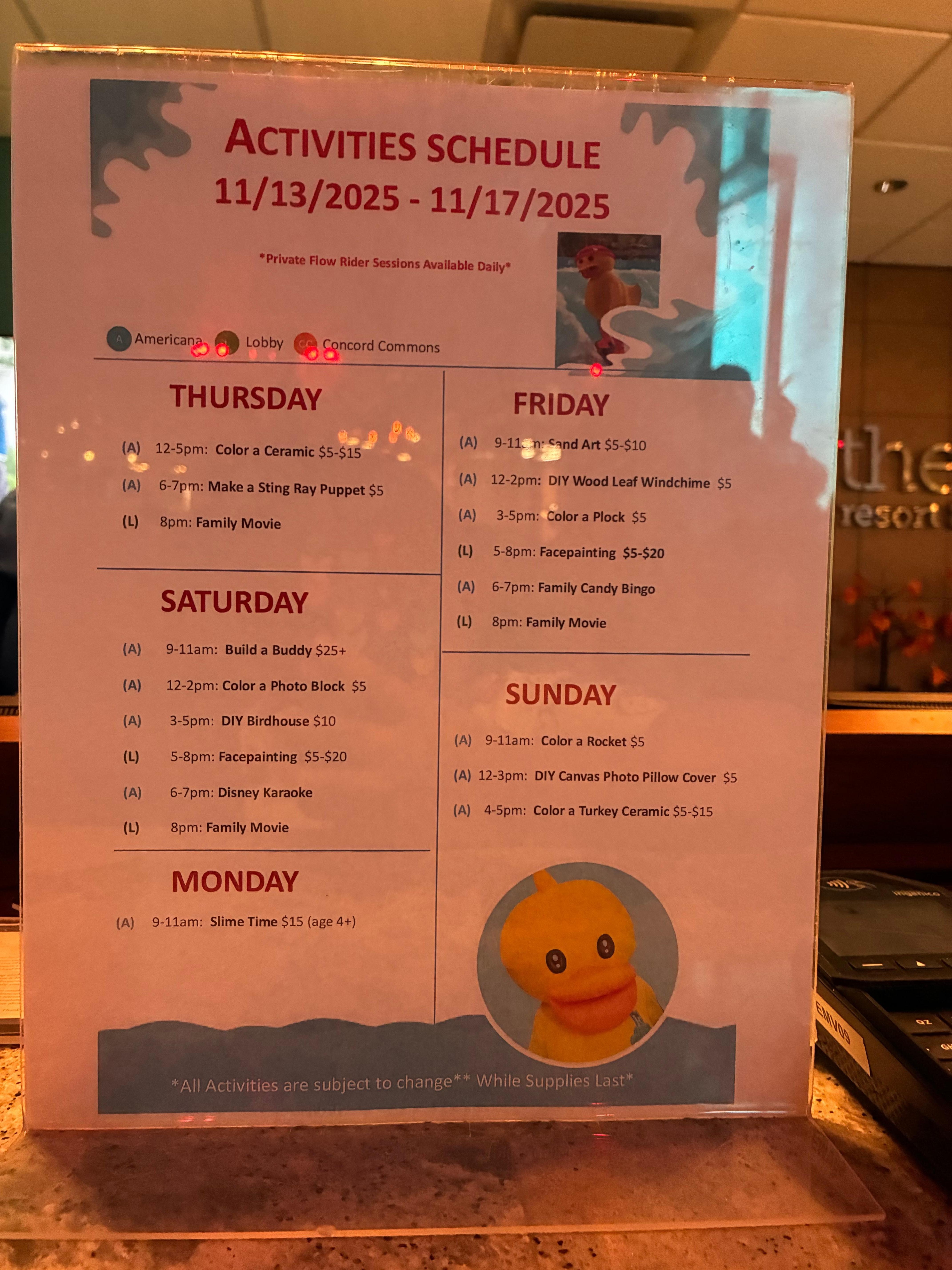 This was just somewhat a list of activities for you and the family