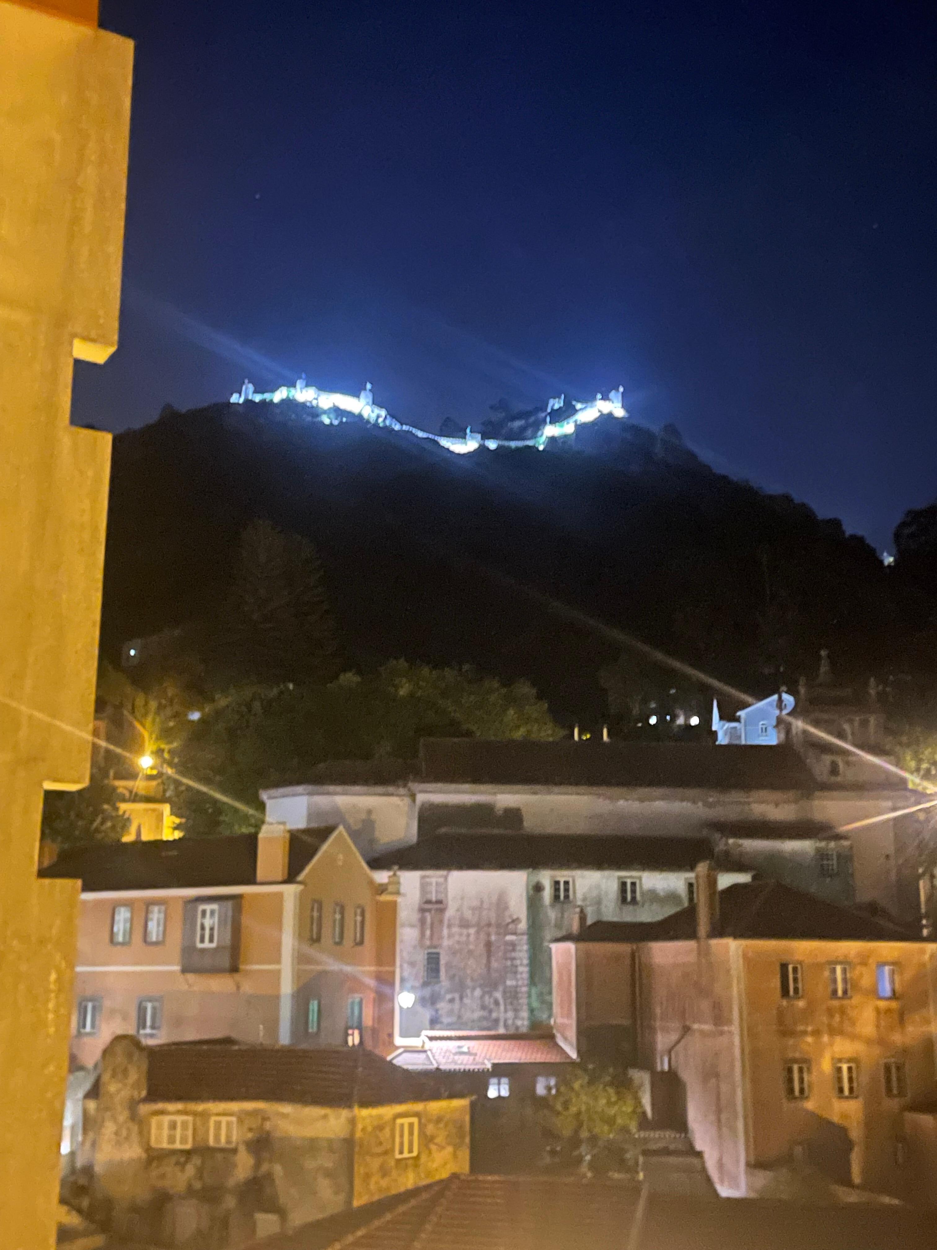 The Moors castle at night. 