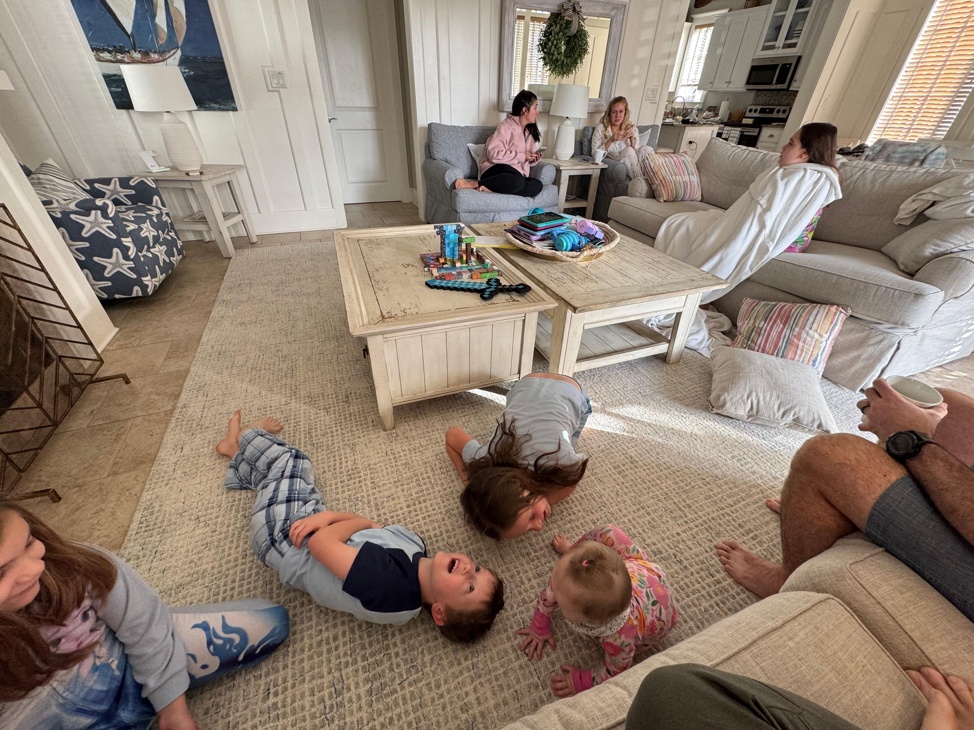 The living room is a great size with two couches and 4 chairs, easily accommodating all 10 of us :)