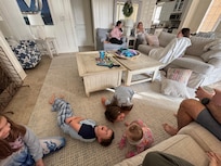 The living room is a great size with two couches and 4 chairs, easily accommodating all 10 of us :)