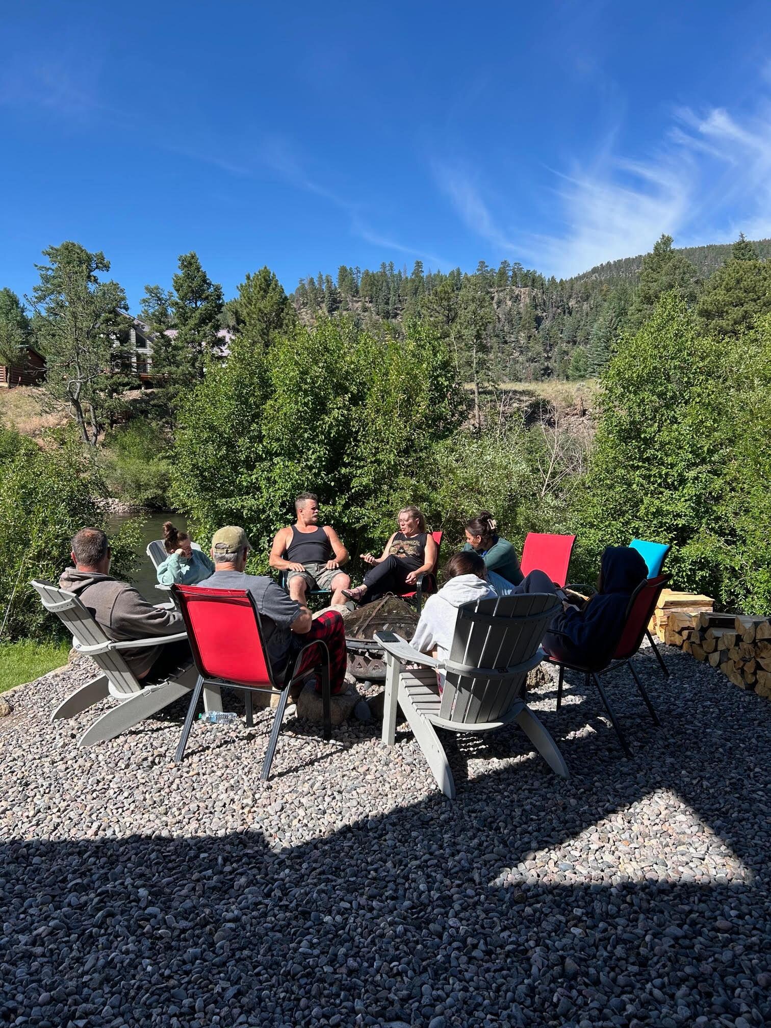 Family time around the firepit