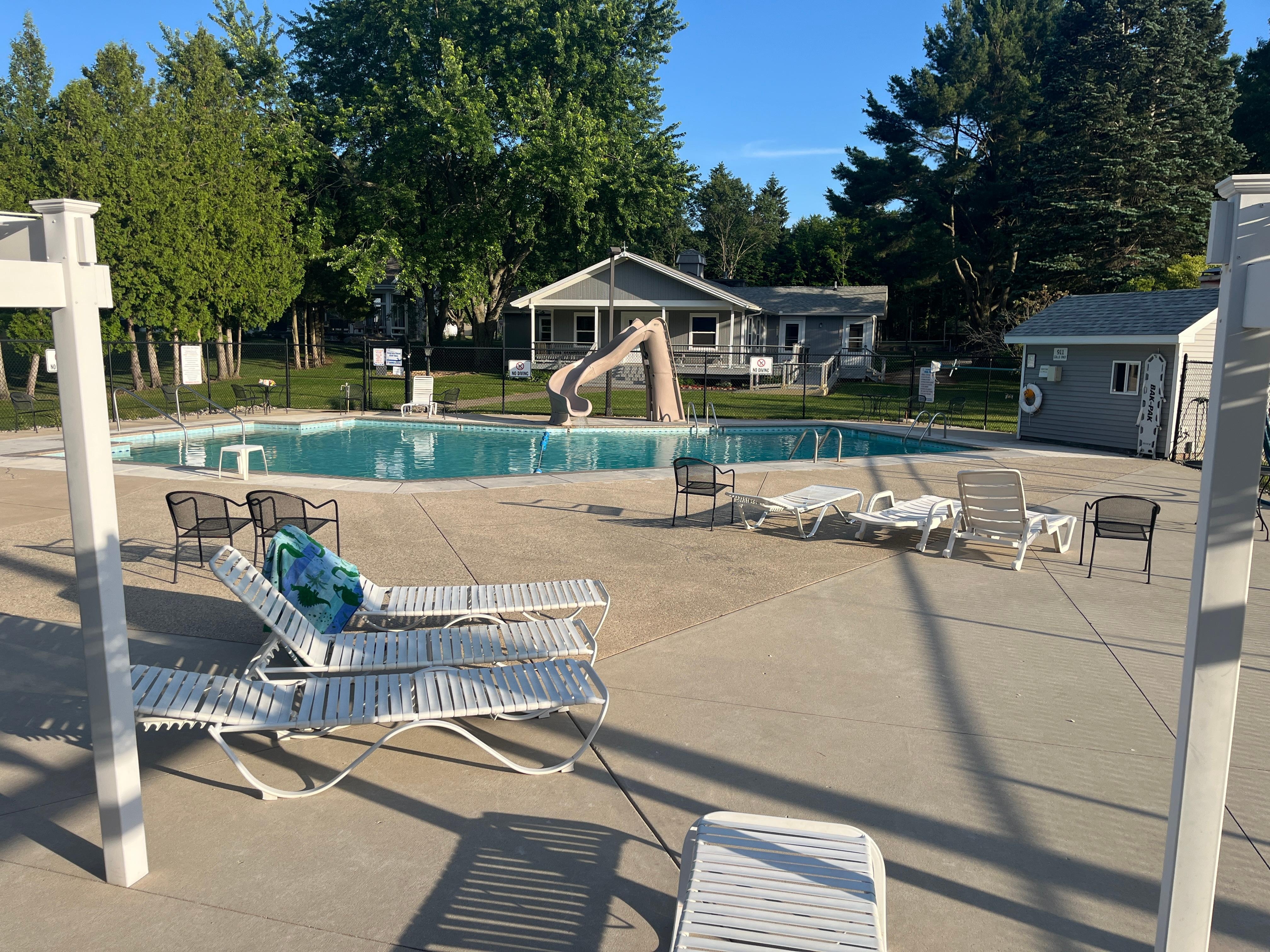 Community pool, with a water slide!