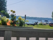 View from deck.
Flowers are nice touch.