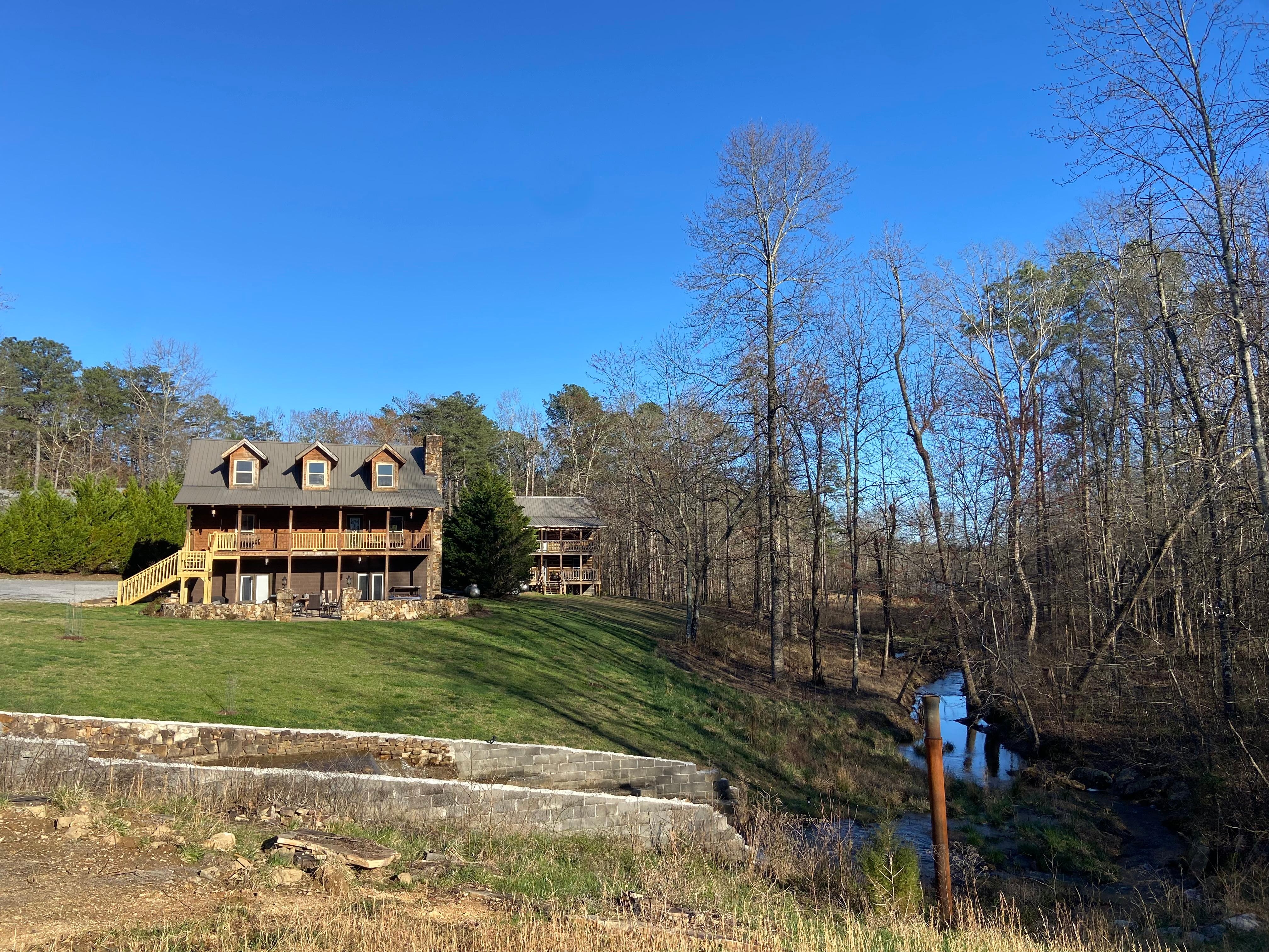 View from pond. Home is back right