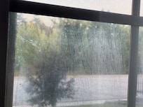 Dirty windows in room