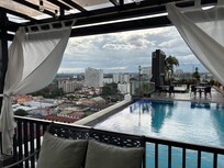 The rooftop pool area.