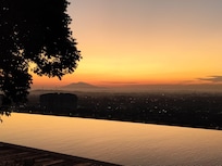 Sunrise seen from swimming pool