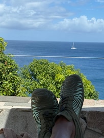 Chilling hard on, with feet up, on my veranda